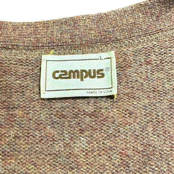 VINTAGE Campus Wool Sweater Marbled Heather Mauve Large - Picture 5 of 5